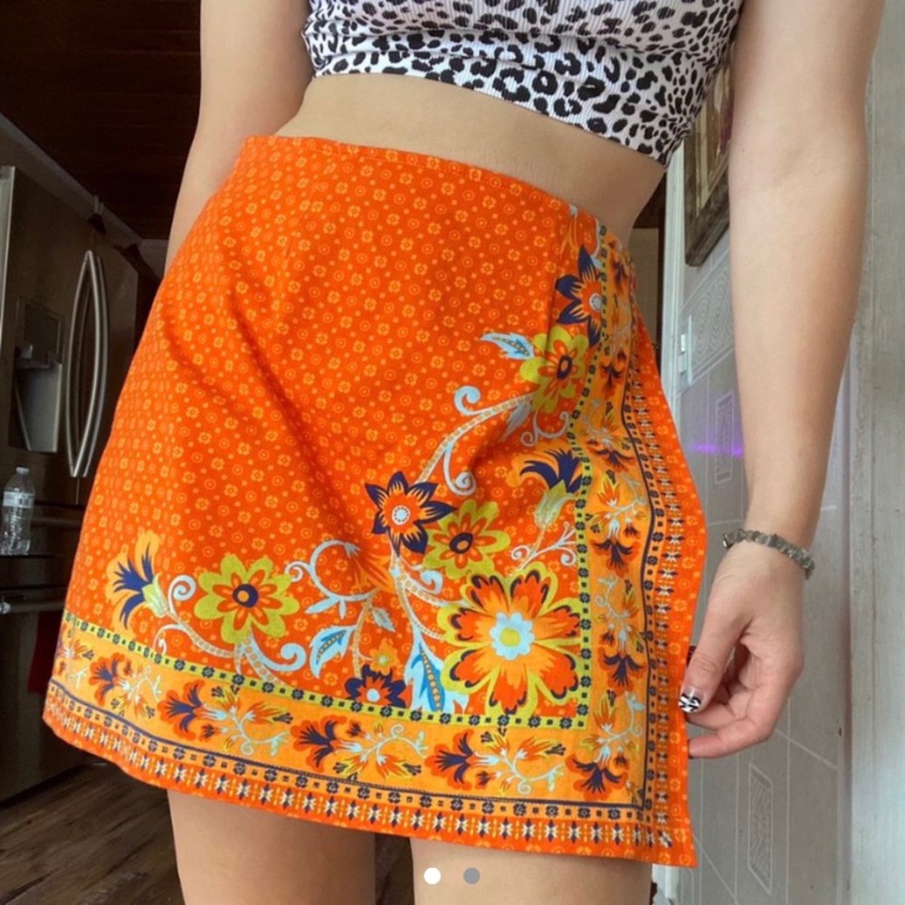 vintage orange floral bandana skort